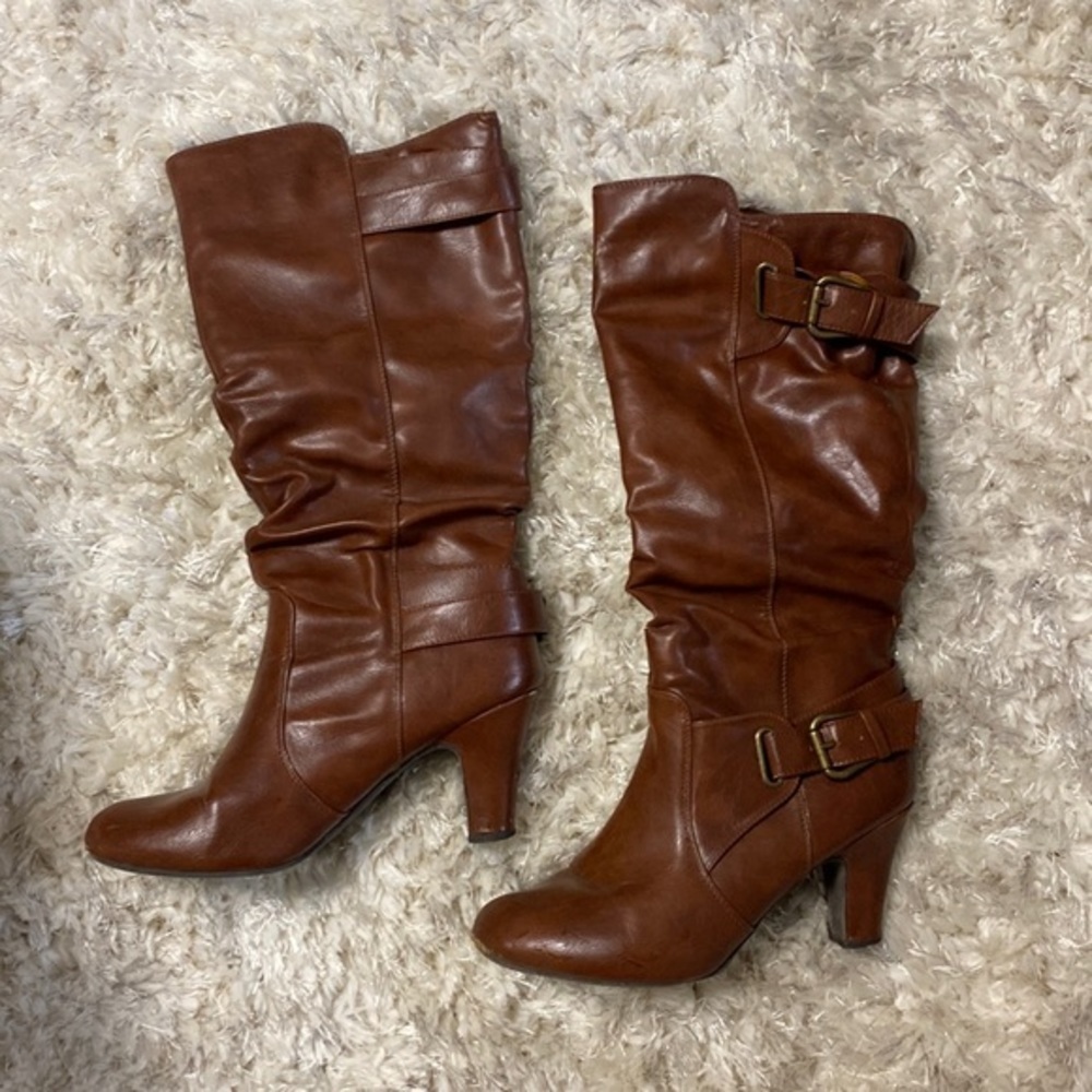 Women's Brown Heel Size 8.5 Womens Boots Cognac Dress